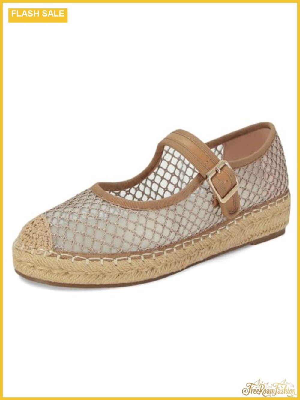 Platform Mary Jane Flats Mesh Woven Raffia Espadrilles Ballet Flats